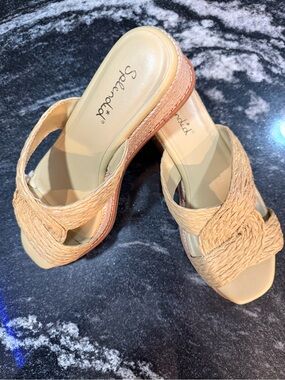 SPLENDID Women’s Daria Natural Raffia Wedge Sandal, Size 7
